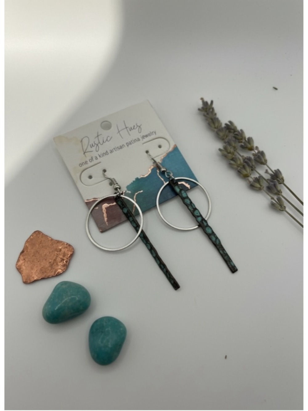 Rustic Hues Artisan Patina Earrings Hoop Dangle Mixed Metal Handmade Boho New